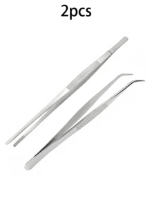 Stainless Steel Kitchen Tweezers Straight And Curved Head Cooking Food Tongs Precision BBQ Clips Aquarium Plant Tweezers Small Pet Feeding Tool Practical Cooking Plating Salad BBQ Home Restaurant Tool - One Size - View 15