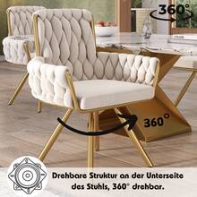 Beige Velvet Dining Chair Set Of 2 - 米色 - 查看 4