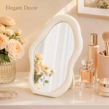 1pc Makeup Mirror, Desktop Standing Vanity Mirror, Student Dorm Room Makeup Mirror - Multicolor - View 2