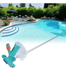 Pool Vacuum Set With Telescopic Pole, Suction Base, Water Inlet Adapter, Pole Connection Handle, White Suction Net Bag, Suitable For Pools - A - View 1