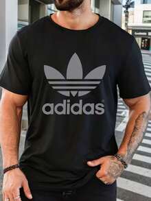 Men's Pure Cotton Short Sleeve T-Shirt Casual Everyday Basic Comfortable Breathable Summer Classic Fit Tee - 黑色 - 查看 1