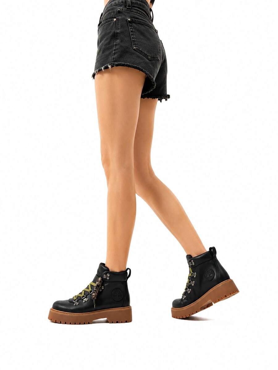 Timberland New Anti-Slip Waterproof Thick Sole Height-Increasing Women's Outdoor Sports Casual Martin Boots - Black/Brown - View 1