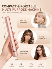 SKYWORTH Pelurus & Pengeriting Rambut Mini Nirkabel, Baterai Isi Ulang 2600mAh USB-C, Alat Pelurus Rambut Portabel, Alat Penata Rambut Nirkabel 2-in-1 untuk Poni, Rambut Lurus dan Keriting, Cocok untuk Perjalanan - MultiWarna - View 12