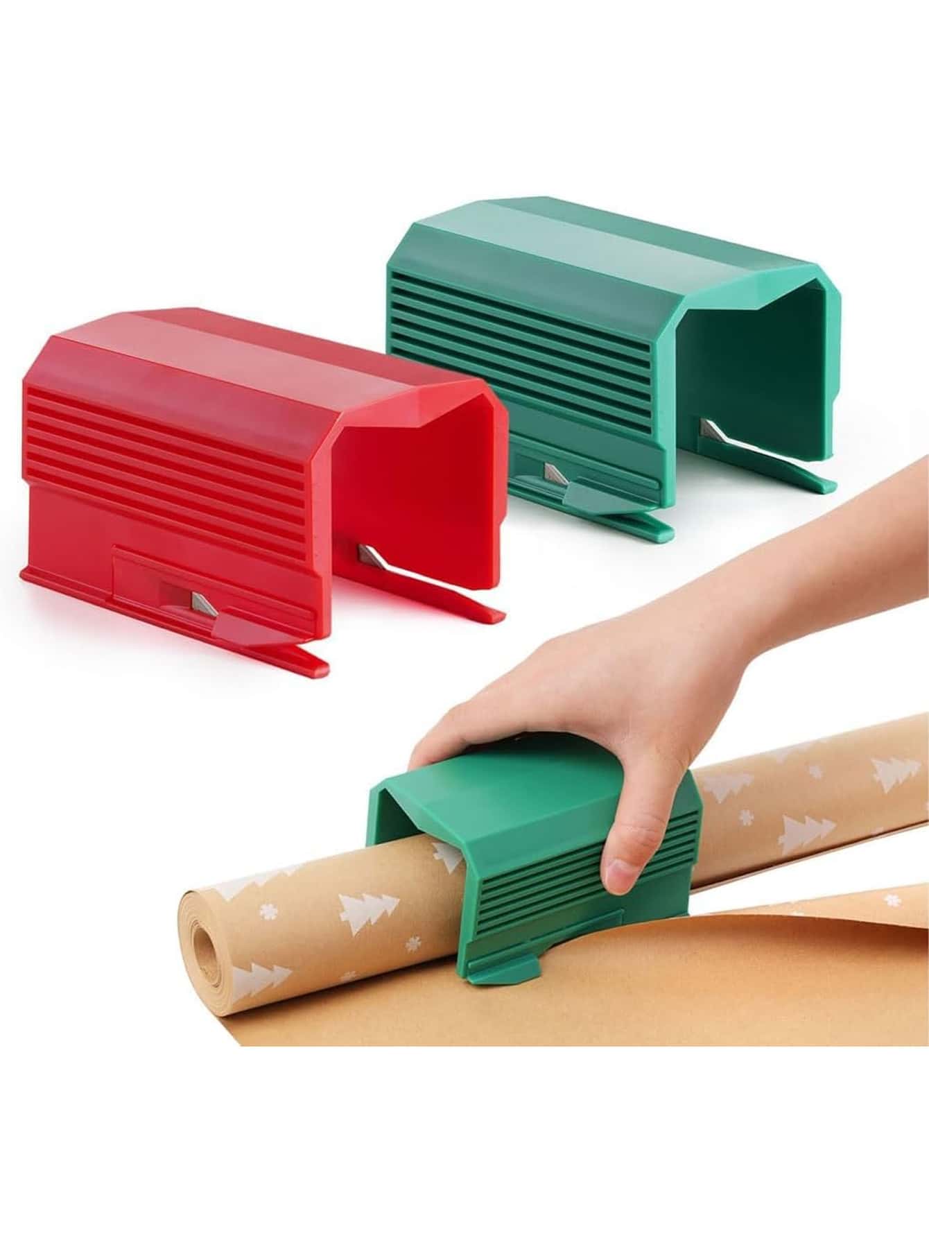 1/2pcs Wrapping Paper Cutter, Christmas Paper Roll Cutter, Sliding Paper Cutting Tool Set, Christmas Gift Wrapping Cutting Supplies For Making Birthday Gift Wrapping Rolls - Multicolor - View 1
