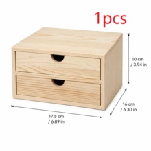 1/2pcs Minimalist Wood Grain Rectangular Natural Wood Color Double-Layer Drawer Desktop Storage Box With Semi-Circular Handle Detail, Suitable For Stationery, Jewelry, Notes, Documents, Cards, Small Items Organization, Office, Study, Bedroom, Dorm, Back To School, New Home Gift, Crescent-Shaped Handle Double Drawer Multi-Functional Desktop Layered Storage Pine Wood Drawer Storage Box Home Vanity - View 12
