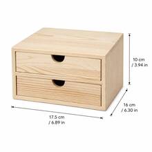 1/2pcs Minimalist Wood Grain Rectangular Natural Wood Color Double-Layer Drawer Desktop Storage Box With Semi-Circular Handle Detail, Suitable For Stationery, Jewelry, Notes, Documents, Cards, Small Items Organization, Office, Study, Bedroom, Dorm, Back To School, New Home Gift, Crescent-Shaped Handle Double Drawer Multi-Functional Desktop Layered Storage Pine Wood Drawer Storage Box Home Vanity - View 3