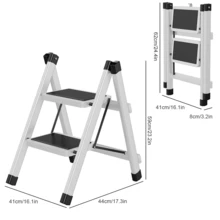 Portable 2 Step Ladder Lightweight Folding Step Stool Anti Slip Pedal Heavy Duty - White - View 6