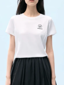 女款戶外快乾短袖T恤，夏季寬鬆透氣圓領休閒運動套頭衫 - 白色鵝卵石 - 查看 1