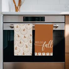 2 Stücke minimalistische orange & weiße Hello Fall Linien-Kürbis Küchenhandtücher, 40*60cm weiche Mikrofaser Teehandtücher, geeignet für Zuhause Küche Restaurant Outdoor Camping Tischreinigung Geschirrtuch Handtuch Zubehör, Feiertagsgeschenk - Verschiedenfarbig - Übersicht 8