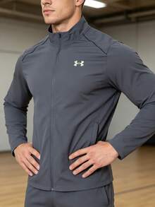 Under Armour Men's UA STORM RUN JACKET, 2026 Summer New Style, Stand Collar Casual Running Lightweight Jacket, 1376797-025 - Rhino Gray - View 2