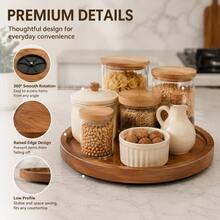1pc 360° Rotating Round Wooden Turntable Tray, Kitchen Cabinet Spice Organizer Rack, Multi-Functional Kitchen Decor, Housewarming Christmas Halloween Graduation Birthday Gift - View 7