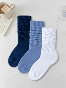 1/3/6/10 Pairs Unisex Multi-Color Knitted Mid-Calf Socks, Soft Slouch Socks For Autumn/Winter, European And American Casual Daily Wear - Multicolor - View 2