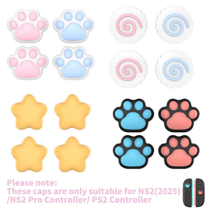 IINE Silicone Joystick Caps, Compatible With Switch 2/NS2/Switch2/Switch2 Pro Controllers/PS 5 Controllers, Game Controller Thumb Joystick Caps, Cute Gaming - View 1