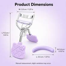 MONKIDS Purple Cat-Shaped Eyelash Curler With Comb, Includes Multiple Replacement Silicone Pads. Built-In Comb Design Separates Lashes Without Pinching Eyelids, Easily Creates Long-Lasting Sun-. Fits Eye Shape, Sturdy Metal Body, Compact And Portable, Suitable For Daily Makeup And Travel. - Purple - View 9