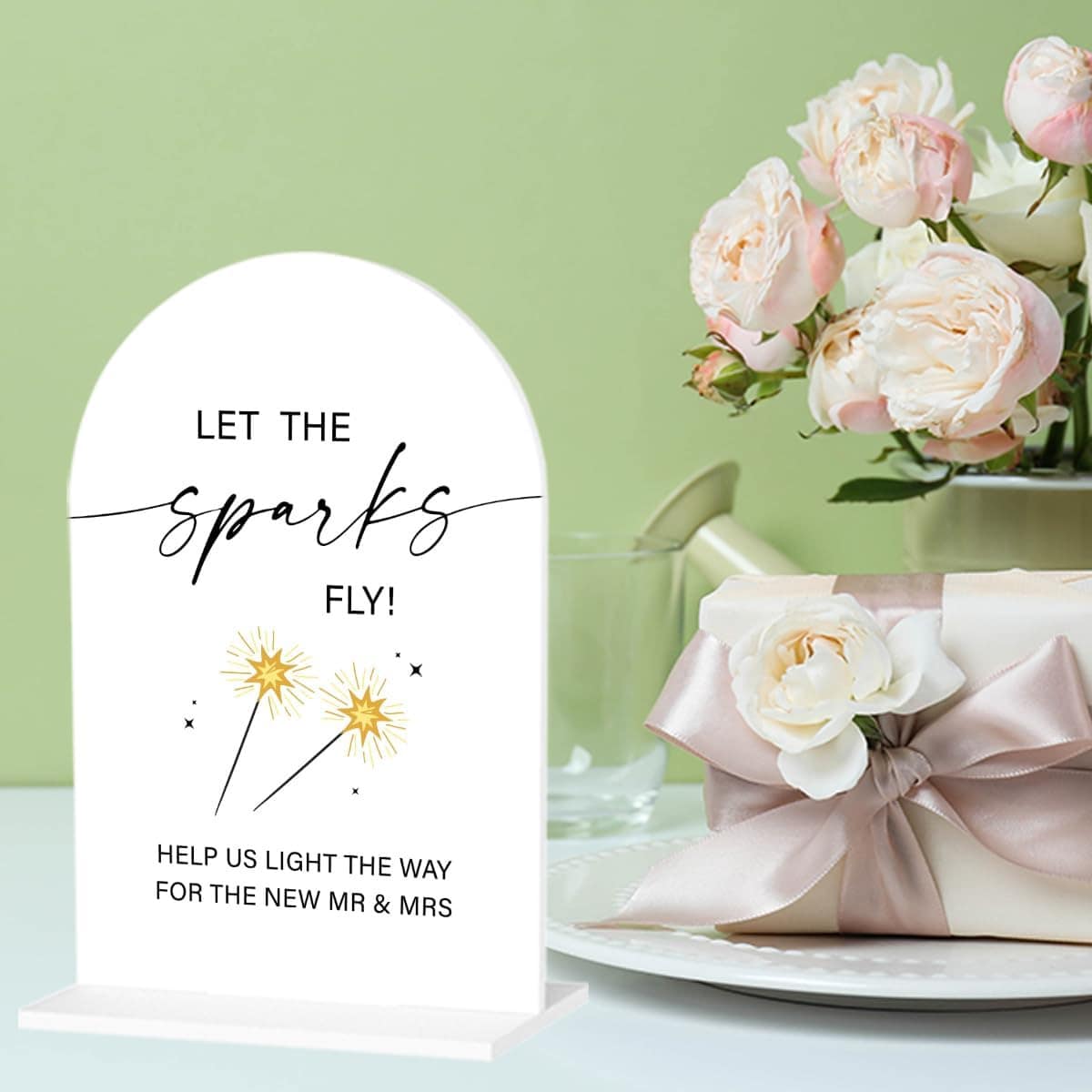 Let The Spark Fly: Shining Wedding Decoration Sign For Weddings, Engagement, And Bride Parties - Desktop/Stand Acrylic Sign 5x7 Inches - View 1