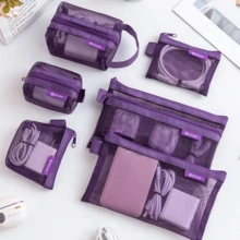 6pcs Mesh Zipper Storage Bags, Portable Travel Coin Pouches, Suitable For Data Cables, Earphones, Phone Accessories, Digital Storage, Makeup Bags, Transparent Mesh Coin & Miscellaneous Storage Bags, Back To School Supplies,Back To School - Multicolor - View 15