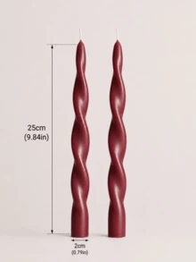 8/4/2pcs (2cm*25cm/0.79in*9.84in) Long Stem Elegant Burgundy Twisted Spiral Taper Candles, Smokeless Wax Material, Suitable For Home Decor, Living Room, Bedroom, Dining Table, Entryway Console, Wedding Scene Arrangement, Centerpiece, Holiday Or Thank You Gift Occasions, Perfect Home And Bedroom Decor, Wedding Decoration, Party Favor, Ramadan Gift, Valentine's Day Gift, Candlelight Dinner Atmosphere - Multicolor - View 14