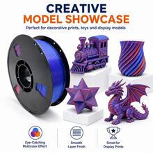 DIY Tri-Color 1kg/2.2lbs 3D Printing Filament Multi-Color 1.75mm +/- 0.02 Mm,Printer Color Changing Multicolor FDM Printers Glossy Bright Tougher Stronger, Neatly Wound Spool Tools Material For Bambu Lab Etc. - View 2