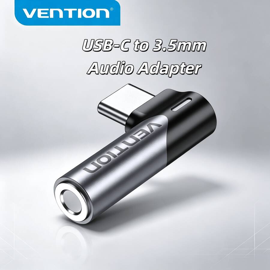 VENTION Type‑C Male To 3.5mm Female Audio Adapter, Aluminum Alloy Headphone Jack Converter For Music & Call - Black - View 1