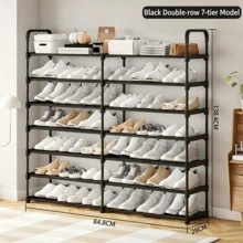 1 Pacote Sapateira de 2-8 Níveis com Dupla Fileira, Organizador de Armazenamento Doméstico Prático e Fácil de Montar, Prateleira de Sapatos Economizadora de Espaço para Entrada, Corredor, Quarto, Sala de Estar, Decoração de Casa de Outono, Presente de Inauguração da Casa - Multicolorido - Visão 6