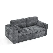 Goeurvant Modern Affordable Modular Sofa Sectional Sofa Freely Combinable DIY 2 To 4 Seater Chenille Sofa Comfortable For Living Room Small Spaces,Dark Grey - 深灰色 - 查看 7