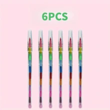 6pcs Colored Pencils, Party Gifts, Multi-Color Doodle Tools, School Office Birthday Party Pencils, 11 Colors Per Pencil - Sets - View 7