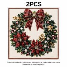 Christmas Wreath DIY Diamond Painting Craft Kit, Red Bow And Christmas Floral Pattern, Creative Diamond Art Educational Handmade Craft, Suitable For Adult-Child Interaction, Holiday Home Decor, Desktop Ornament And Christmas Gift, Exquisite Sparkling Diamond Art Gift - Multicolor - View 14