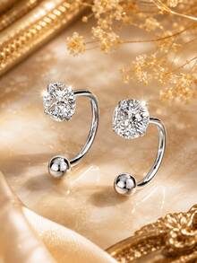 FOREVER QUEEN قطعة واحدة من الفضة الإسترليني عيار 925 حلقة حاجب منحنية عمودية لابريه مجوهرات ثقب الشفاه حجر زركوني شفاف روك سنغ أقراط 3 مم 4 مم 5 مم - أعزب - مشاهدة 7