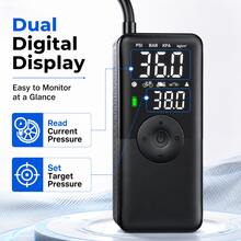 Carsun Portable Air Pump 150 PSI Dual Screen Wireless Digital Display Auto Shut-Off Hidden Storage Box LED Light SOS Red Light Car Accessories Women's Style - Dual-screen Digital Display Model - View 6