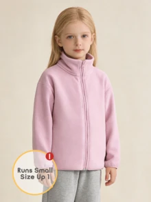 Unisex Young Girl Anti-Static Fleece Jacket, Parent-Child Outerwear For Spring & Autumn - White Red - View 2
