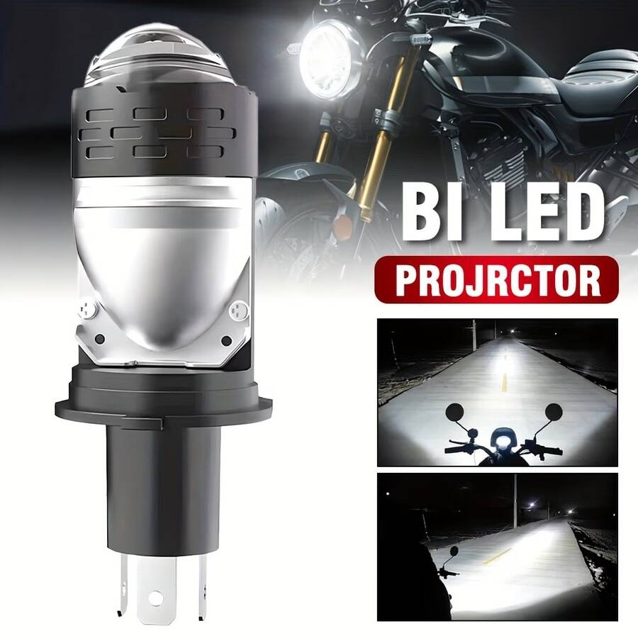Heyword 1pc/2pcs H4 Lens Universal LED Headlight, Suitable For Cars And Motorcycles, Fish Eye Light, High/Low Beam, 12-24V - 6000K Cold White - View 1