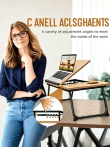 1pc Adjustable Folding Computer Table‑With Cup Slot, For Study, Dining And Office Use, 5‑Level Tilt Angle Adjustment, Sturdy And Durable, Space‑Saving, Multi‑Functional Folding Table, Suitable For Multiple Scenarios - Multiple Specifications - View 6