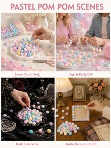 600pcs/100pcs - Macaron Color Palette Mixed Pastel Mini Pom Poms, Soft Fluffy Handmade Balls, Suitable For DIY Projects, Handmade Card Making, Photo Frame Decoration, Party Decoration, Gift Wrapping, Wreath Making, Scrapbooking, Home Decor And Creative Art Supplies - Multicolor - View 5