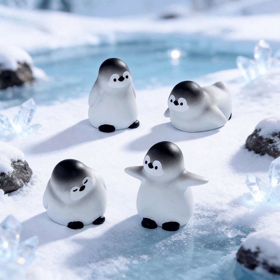 4Pcs Cute Mini Penguin Figurines, Resin Penguin Ornaments, Glacier Micro Landscape Decor For Terrarium Bonsai Pot DIY Crafts