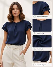 Elegant Women's Blouse - 藏蓝色 - 查看 3