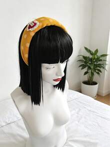 1pc Vintage Polka Dot Wide Fabric Headband With Sweet Label, Available In Mustard, Navy, Coffee, Suitable For Daily Outfits, Photo Styling And Home Grooming, Versatile Retro Sweet Style Accessory - Multicolor - View 9
