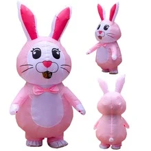 Easter Bunny Clown Adult Inflatable Costume - Funny Cute Rabbit Cosplay For Halloween Purim And Glamorous Mascot Attire - Multicolor - View 10