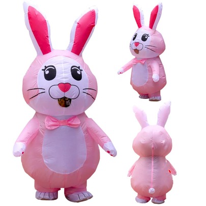 Easter Bunny Clown Adult Inflatable Costume - Funny Cute Rabbit Cosplay For Halloween Purim And Glamorous Mascot Attire