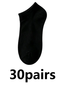 1/2/3/5/10/15/20/30/40 Pares de Meias Esportivas Masculinas Pretas e Brancas, Meias de Barco, Absorventes de Suor, Respiráveis, Tênis, Badminton, Estilo Esportivo Profissional de Corrida, Meias Curtas de Basquete Masculinas Moda Minimalista, Confortáveis, Respiráveis de Tornozelo, Cor Sólida Clássica, Minimalista, Moda, Meias Multifuncionais - Multicolorido - Visão 6