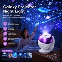 Proyector de Luz Nocturna de Noche Estrellada de la Galaxia, Nuevo 2 en 1 Portátil 2026, Incluye 24 Diapositivas de Proyección, Luz Nocturna LED con Control de Brillo Ajustable 360° - Multicolor - Ver 11