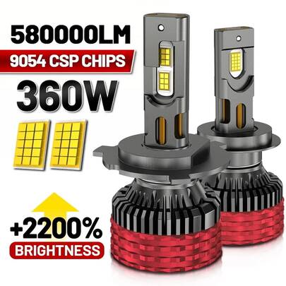 HYNBYZJ 2pcs H4 H7 Canbus LED Car LED Headlight 360W 580000LM H1 H3 H9 H11 9005 HB3 9006 HB4 9012 9007 HB5 H13 9008 Auto LED Lamp High Power Fog Light 6000K 12V 24V