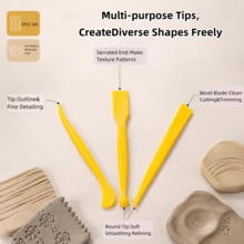 Ceramic Pottery Trimming, Shaping & Repair Tools And Asymmetrical Clay Stamp Tools, 2 Different Shaped Plastic Trimming Scrapers, Each Tool Can Correct 6 Different Thicknesses - Khaki - View 10