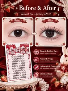 WANPIN WAN PIN Cute Rabbit Style Lightweight False Eyelashes, Natural Voluminous Fairy Style Faux Cluster Lashes, Large Capacity Natural Look, 9-12mm Length, C Curl, Natural Eye Makeup Effect - C - View 5