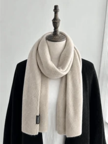 1pc Solid Color Casual Office Street Polyester (Polyester) Scarf, Extra Long Extra Thick Warm Scarf, Autumn/Winter Minimalist Versatile Soft Thick Warm Gift Scarf - Multicolor - View 7