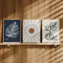 6pcs Set Modern Minimalist Wall Art Posters, Minimalist Style Framed Gallery Wall Set, Boho Prints Collection, Neutral Boho Comfortable Wall Decor, With Or Without Frames, Room Decor, Home Decor, Dorm, Hotel, Living Room, Bedroom, Bathroom, Office Wall Decoration Gift - A - View 4