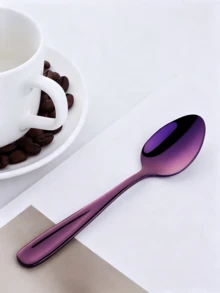 5pcs Colorful Stainless Steel Coffee Spoons, 14cm/5.51in, Colorful Small Tea Spoons, Ice Cream Spoons, Stirring Spoons, Rice Spoons, Dessert Spoons, Party Gathering Spoons, Tableware Set, Creative Gift, Dishwasher - Multicolor - View 9