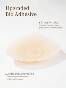 1 Pair Ultra-Thin Solid Color Silicone Breast Lift Tape, Invisible Seamless Water Drop Shaped Breast Pads - Multicolor - View 8