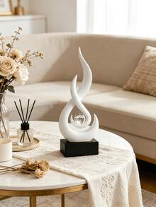 1pc Flame Statue Ornament, 11.8 Inch Abstract Resin Sculpture, Suitable As Modern Home Decor, Minimalist Artwork, Bookshelf, Coffee Table Or Dining Table Centerpiece. 4 Colors Available (No Electricity Required) - Classic Style - View 13