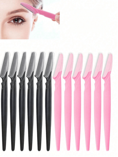 12pcs Women's Eyebrow Razors Facial And Body Trimmer Hair Shaver Eyebrow Remover With Cap Small Makeup Tool Set