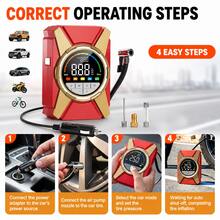 Carsun Car Tire Inflator Pump, 25 Cylinder 120W Fast Inflation With Auto Shut-Off, 12V-DC Dual Digital Display - Tire Pressure Measurement Function, With 3 Meters Long Power Cord, For Large Vehicles - Red Wired - (25-cylinder, 3x Inflation Speed) Model - View 3